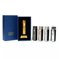 Allume-cigare en métal coupe-vent, logo personnalisé, gaz réglable, rechargeable, lampe torche de table, briquets à jet