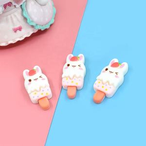 Cabujón de resina de base plana con diseño de conejo lindo y postre de helado, estilo comida de dibujos animados, para manualidades, álbumes de recortes, decoraciones y accesorios para fundas de teléfono DIY - Product Image 5