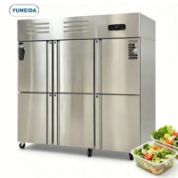 Congélateur vertical commercial robuste à 6 portes, réfrigérateur durable pour supermarché et chambre froide commerciale