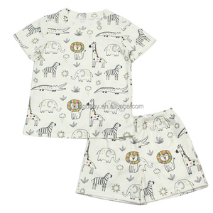 Set di 2 Pigiami in Cotone Lavorato a Maglia per Bambini 2025, Maniche Corte, Abbigliamento per Ragazzi con Stampa Animale Personalizzabile, per <span class=keywords><strong>Età</strong></span> 2-12 Anni - Product Image 4