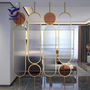 Marco Curvo Art Deco de Acero Inoxidable, Partición de Pared de Vidrio, Paravent de Metal, Divisor de Espacio para Sala de Estar, Pantallas de Techo PARA EL Hogar - Product Image 2