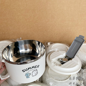 ชามบะหมี่กึ่งสำเร็จรูปซัมเมอร์ ฟูฟู พร้อมฝาปิด ดีไซน์การ์ตูน ปิดสนิท สำหรับใช้ในบ้าน - Product Image 3