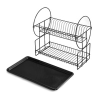 Égouttoir à vaisselle moderne et minimaliste en acier inoxydable, 2 niveaux, gain de place, étanche, organisateur de comptoir pour évier, égouttoir à couverts