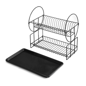Égouttoir à vaisselle moderne et minimaliste à 2 niveaux pour cuisine, organisateur de comptoir gain de place avec porte-couverts - Product Image 5