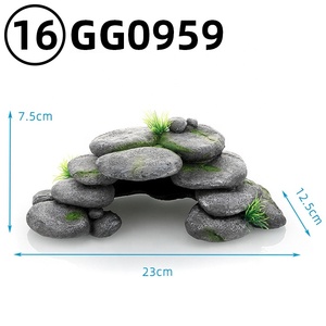 Platform Tempat Berjemur Batu Resin Mewah, Gua Dekoratif untuk Akuarium, Dekorasi Habitat Kura-kura, Tempat Persembunyian Reptil - Product Image 6