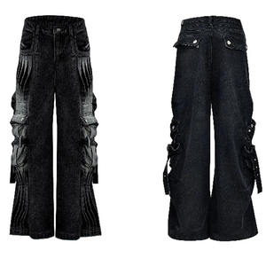 Fábrica Personalizar Crazy Denim Pantalones vaqueros de pierna ancha para hombre Diseño plisado Multi bolsillo Baggy Cargo Diseño Pantalones de mezclilla para hombres - Product Image 4