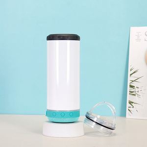 Mini gobelet haut-parleur sans fil 4-en-1 en acier inoxydable de 16 oz, rechargeable par USB, blanc vierge pour sublimation, pour usage extérieur - Product Image 4