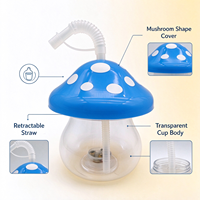 Mignon gobelet en plastique en forme de champignon avec lumière LED transparente, idéal pour les fêtes d'enfants et comme cadeau.