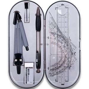 Math Geometry Kit School <b>Office</b> Supplies Compass Ruler Kits Students <b>Drawing</b> Tool Protractor Set With Storage Box - Product Image 4