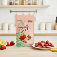 Sachet d'emballage personnalisé FSC à fond plat pour fruits lyophilisés et chips de pommes de terre, résistant à l'humidité, avec fermeture éclair et soudure trois côtés