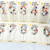 Bougies numérotées en cire de paraffine tricolores à dégradé doré pour la décoration de gâteaux d'anniversaire et de fêtes, design rainuré, vente en gros