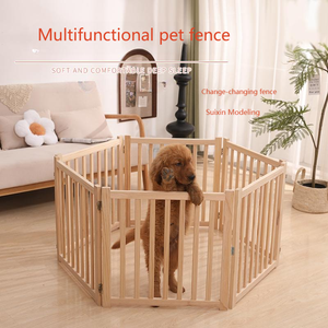 <span class=keywords><strong>Cage</strong></span> à chien portable en bois massif moderne, pliable, fermeture à bouton, facile à ranger, écologique, sûre, anti-morsure, sans peinture, adaptée à un usage domestique - Product Image 2