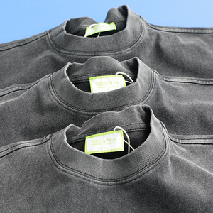 Camicie nere acide oversize in cotone 100% da 350 g con Design in bianco con motivo solido - Product Image 4