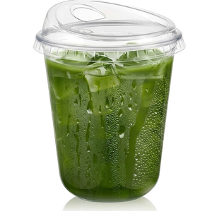Gobelets jetables en <span class=keywords><strong>plastique</strong></span> PET transparent <span class=keywords><strong>noir</strong></span> de 90 mm en forme de U, avec logo personnalisé, pour café, boba, boissons froides, avec couvercle, 14 oz - Product Image 4