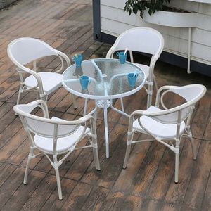 Patio Metal Dining Stacking Garden Chair With Arm Comfort Flex Material Popular Outdoor Rattan Mesh Waterproof Chair - Product Image 3