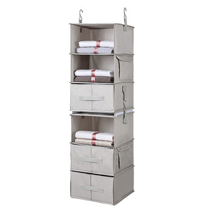 Home Folding <b>6</b> Shelf Hanging Cloth Organizer Double Connection Zipper Together 3 <b>Drawers</b> 4 Pockets Hanging Closet Organizer - Product Image 3
