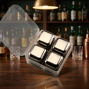 Reusable <b>Stainless</b> <b>Steel</b> Whiskey Stones 4 Pcs Reusable 304 <b>Stainless</b> <b>Steel</b> Whiskey Stones with Storage Case - Product Image 3