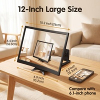 12-Inch Curved Mobile Phone Screen Magnifier 3-4X HD Enlarged Stand Hand-Free Eye Protection Plastic Gaming Binge Watching Live