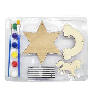 Benutzer definierte hölzerne Windspiele Dekoration Handwerk Kinder Handwerk Malerei Spielzeug für Kinder Aktivitäten