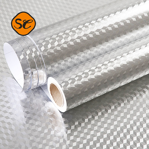 SC diseño geométrico moderno autoadhesivo Peel Stick fondos de pantalla plata metálica impermeable a prueba de aceite para salpicaduras de cocina - Product Image 1