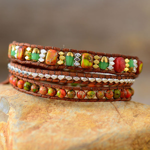 Bracelet en cuir perlé fait à la main avec breloque en forme de cœur, perles multicolores, pour cadeau, bijoux, accessoire de mode - Product Image 4