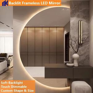 Miroir de salon de coiffure moderne <span class=keywords><strong>en</strong></span> verre avec éclairage LED pour remplacement mural, lumières de vanité rectangulaires irrégulières <span class=keywords><strong>en</strong></span> forme de diamant - Product Image 5