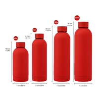 Botol Minum Custom Stainless Steel Vacuum Insulated 500ml Bebas BPA Merah Lucu Botol Air Flask Termos Portabel