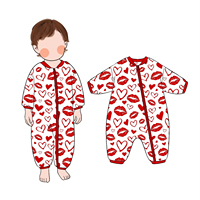 Combinaison pour bébé en bambou imprimé de haute qualité personnalisable avec fermeture éclair double face, combinaison à manches longues, pyjama pour enfants