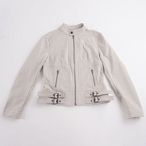 Chaqueta Corta con Cuello Alto, Cierre de Cremallera y Botones Metálicos, Estilo Biker, Ajustada, Gruesa, para Otoño e Invierno, Única, Versátil y Favorecedora - Product Image 6