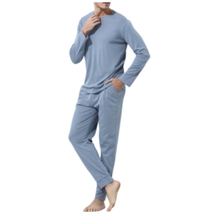 Pijamas de Algodón para Hombre al por Mayor, Ropa de Dormir Suave de Punto, Pijama Transpirable con Botones de Bambú para Hombre - Product Image 4