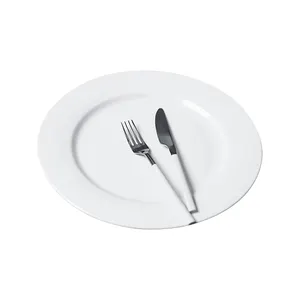 定制设计8英寸白瓷盘简约陶瓷盘餐厅家庭婚礼圆形晚餐盘