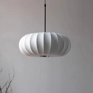 Lustre en soie blanche imitation soie, source de lumière LED, décoration d'intérieur, lampe de plafond de style Zen pour salon, bureau, chambre à coucher - Product Image 3