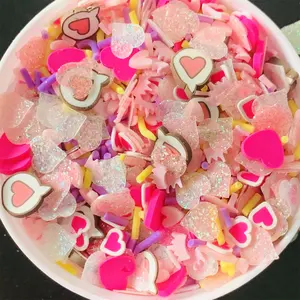 100g/bag Newest Mixed Pink Sequins with Heart Polymer Clay Valentine's Series slices Sprinkles Supplies Nail Shaking CardCraft