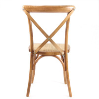 Chaise de salle à manger d'extérieur en bois massif de style nordique avec dossier en rotin, non pliable, pour mariage et banquet