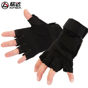 Xinda Outdoor <b>Half</b> Finger Gloves Leather Anti <b>Slip</b> For Climbing Cycling Tactical Use Unisex MLXL - Product Image 1