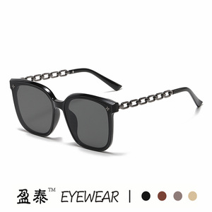 Eyewear Chain Temple Sunglasses <b>Black</b> Frame UV400 Women Fashion - Product Image 5