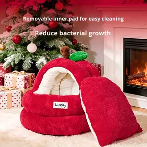 Winter-Warmes Fruchtförmiges Katzennest mit PP-Baumwollvlies Große Größe Innen- und Außenbereich Fahrzeugmontiertes Haustierbett Sicherheitsbett - Product Image 2