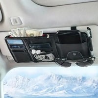 Organisateur de pare-soleil de voiture en cuir PU tendance Micora, support pour lunettes de soleil et téléphone portable, rangement intérieur de voiture, sac de rangement pour voiture