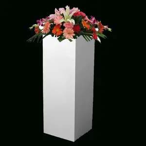 Cor branca 50cm tall praça perspex acrílico pedestal pedestal branco riser exposição acrílica para o estande da flor do casamento