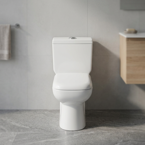 โถสุขภัณฑ์เซรามิคแบบสองชิ้นทรงสี่เหลี่ยม รุ่น Square Aqua Pan ระบบกดน้ำสองปุ่ม แบบ P-Trap พร้อมระบบดูดกลับด้านข้าง - Product Image 3