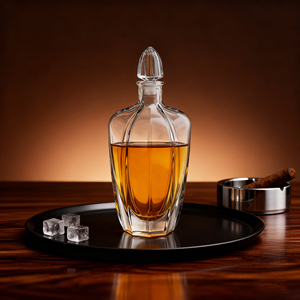 Carafe à whisky en cristal soufflé à la main avec bouchon en forme <span class=keywords><strong>de</strong></span> spirale, capacité 800 ml, design classique, pour bars à domicile, hôtels, fêtes, <span class=keywords><strong>vin</strong></span>, cadeaux <span class=keywords><strong>de</strong></span> luxe - Product Image 1