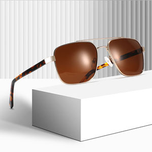 2025 nueva moda diseñador de lujo gafas de sol doble puente Vintage oro gafas de sol Retro logotipo personalizado gafas de sol de Metal para hombres - Product Image 4