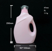 Approvisionnement quotidien 3L 2L HDPE Bouteilles en plastique carrées Seau de liquide de lavage et d'assouplissant avec bouchon à vis Approvisionnement quotidien