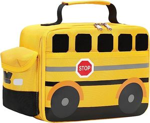 Boîte à <span class=keywords><strong>lunch</strong></span> isolée pour enfants, garçons et filles, sacs à <span class=keywords><strong>lunch</strong></span> scolaires, glacière réutilisable, sac isotherme pour repas de pique-nique (bus scolaire jaune) - Product Image 1