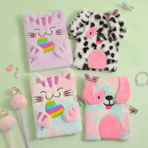 Kids Writing and Drawing Hardcover Fuzzy <b>Journal</b> Puppy Kitten Cat Diary Notebook for Girls With Lock and Keys - Product Image 5