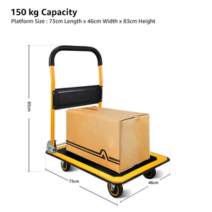 Chariot pliant à quatre roues en fer thermolaqué, capacité 150 kg, personnalisable, robuste, facile à déplacer, chariot à main, remorque - Product Image 3