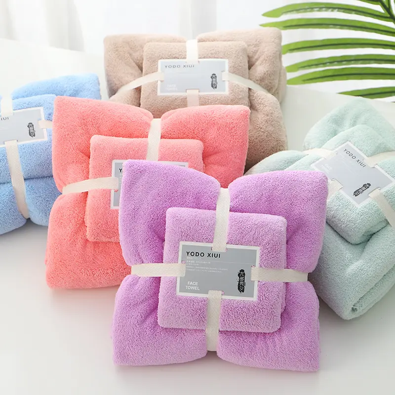 2 Stuks Hete Verkoop Badkamer Handbadhanddoeken Microfiber Multi Color Koraal Fleece Zacht Absorberende Handdoekenset