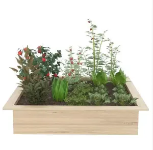 Factory garden supplies gardening flower herb wood planters pots raised garden plant bed large wooden square planter box