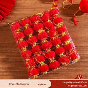 Adornos Colgantes de Farolillos Rojos Pequeños con Diseño de Flores, Decoraciones para la Celebración del Festival de Primavera, Estilo Étnico Chino, DIY - Product Image 6