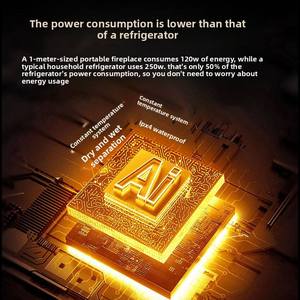 Cheminée électrique encastrée en acier inoxydable atomisé 3D personnalisée avec télécommande, effet de flamme réaliste, pour hôtel français - Product Image 6